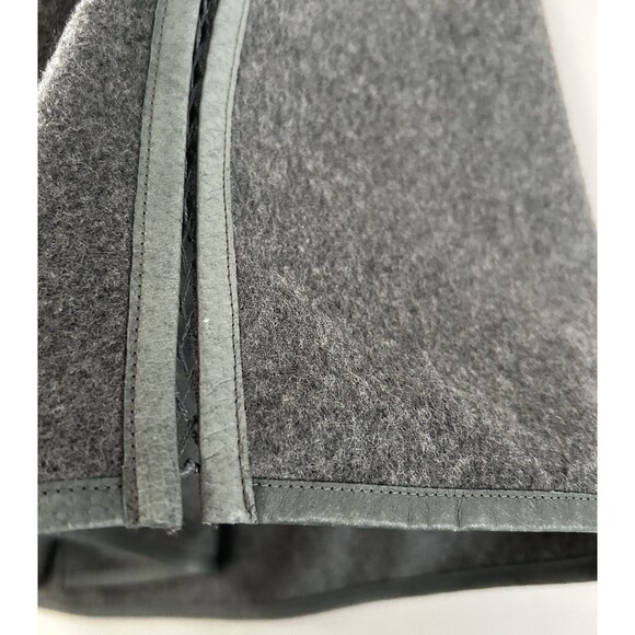 Maskit Wool Cashmere Open Front Jacket Belt Leather Detail Side Pockets Gray - Picture 7 of 15